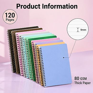 12 Pack A5 Spiral Lined Notebooks Bulk 12 Colors Wide Ruled Journals For Home Office School Gift