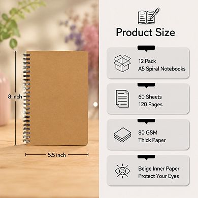 12 Pack A5 Spiral Lined Notebooks Bulk 12 Colors Wide Ruled Journals For Home Office School Gift