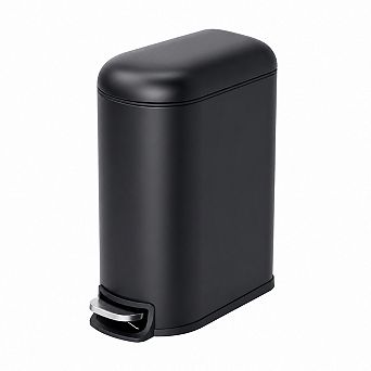 Stainless Steel Slim Step On Trash Can Soft Close Lid For Home Office Bedroom Bathroom Dorm