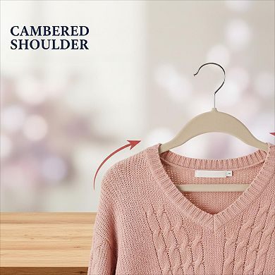 Beige 60 Pack Non Slip Felt Hangers Heavy Duty Space Saving 360° Rotating Hook