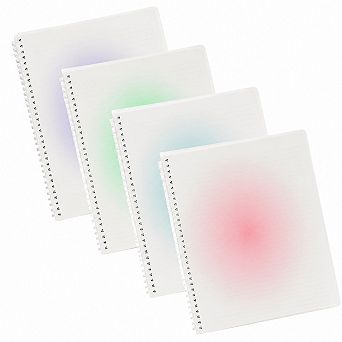 4 Pack Gradient Spiral Notebooks A4 Wide Ruled Waterproof PP Cover 140 Pages 100gsm