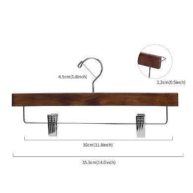 Solid Wood Pants Skirt Hangers 20 Pack With Non Slip Clips 360 Hook