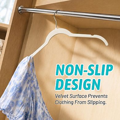 30 Pack Slim Flocked Coat Hangers Non Slip 360 Swivel Hook Space Saving
