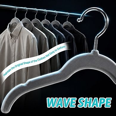30 Pack Slim Flocked Coat Hangers Non Slip 360 Swivel Hook Space Saving