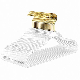 50 Pack Clear Invisible Plastic Hangers Ultra Slim Space Saving For Clothes