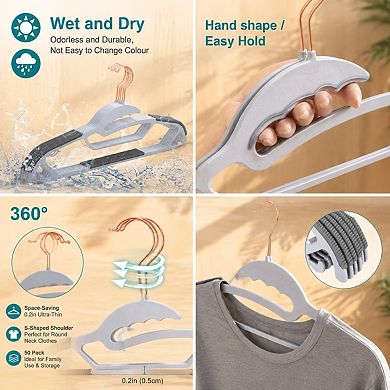 50 Pack Ultra Thin Non Slip Plastic Pants Hangers Space Saving Closet Organizers