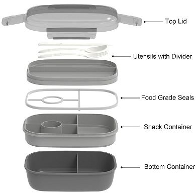 3 Stackable Bento Lunch Box Set with Insulated Bag Leak Proof Dishwasher Safe
