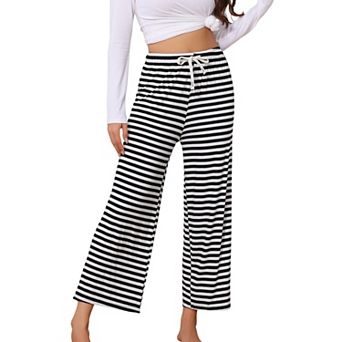 Women's Stripe Pajama Pants Drawstring Waist Pants Stretchy Loose Fit Loungewear Pajama Bottoms