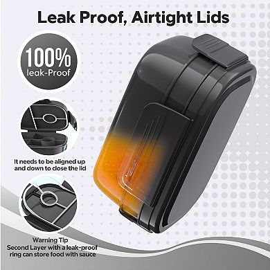 1900ml Stackable Leakproof Bento Box Lunch Bag with Utensil Set for Work Picnic