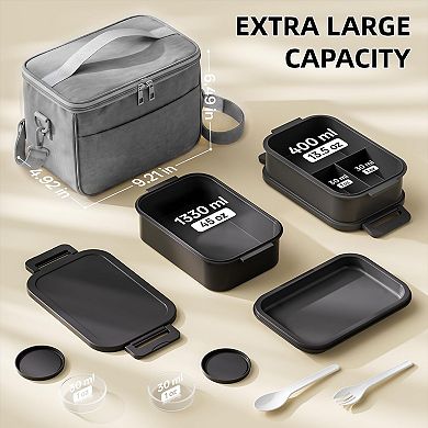 72oz 3 Tier Bento Box Set with Insulated Bag Utensils Leak Proof Meal Prep
