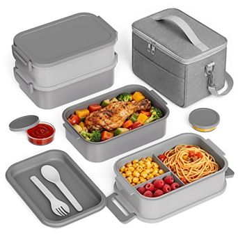 72oz 3 tier Bento Box Set with Insulated Bag Utensils Leak Proof Meal Prep