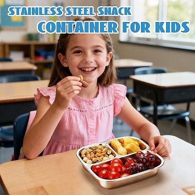 304 Stainless Steel 3 Compartment Reusable Bento Box Lunch Containers