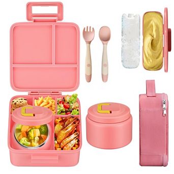 5 Compartment Bento Lunch Box Set With Insulated Thermos Lunch Bag Utensils Ice Pack