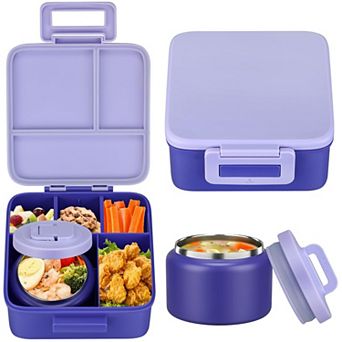 5 Compartment Bento Lunch Box Set With Insulated Thermos Lunch Bag Utensils Ice Pack