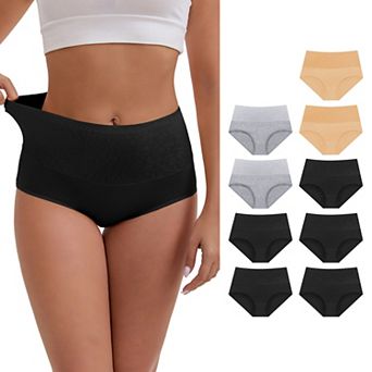 10 Packs Women's High-Waisted Cotton Tummy Control Hip Lifting Underwear Briefs