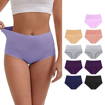 10 Packs Women's High-Waisted Cotton Tummy Control Hip Lifting Underwear Briefs
