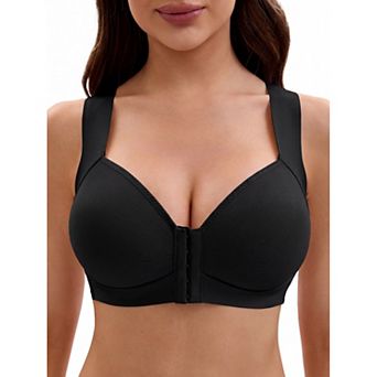 Women's Front Closure Push Up Wirefree Bra with Wide Straps and U Back Tank Style
