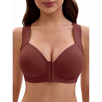 Women's Front Closure Push Up Wirefree Bra with Wide Straps and U Back Tank Style