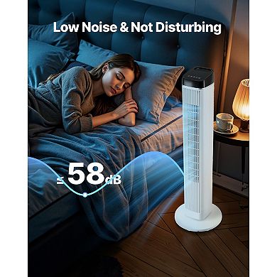40" Tower Fan, 22ft/s High Velocity, 70° Oscillation, 3 Speeds, 9H Timer & Remote for Home Office