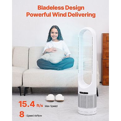 40" Tower Fan with HEPA Filter, 15.4ft/s High Velocity, 8 Speeds, 8H Timer Remote for Whole Room