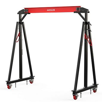 1/2 Ton Gantry Crane, 2200/4400 LBS Steel i-Beam Hoist w/12 Adjustable Height Positions (97"141")