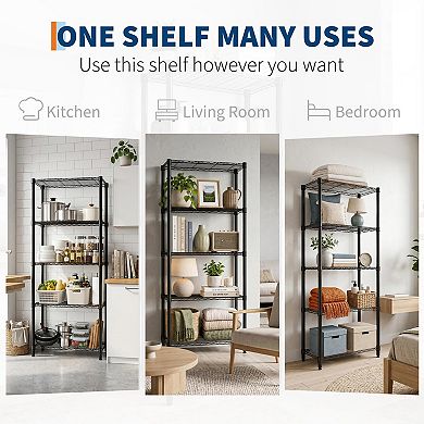 Heavy Duty 5 Tier Adjustable Wire Shelving Unit 29"W x72"H x13.7"D 1000Lbs Metal Storage Rack