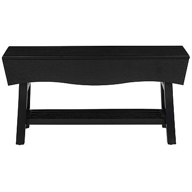 eHemco Solid Hardwood Bench with Storage Shelf and 4 Panels, 36x15.25x17.3 Inches