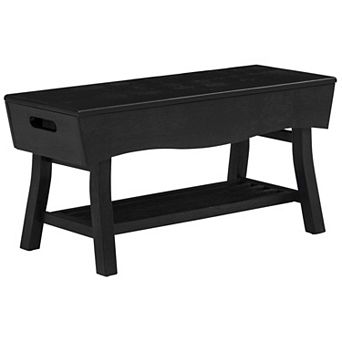 eHemco Solid Hardwood Bench with Storage Shelf and 4 Panels, 36x15.25x17.3 Inches