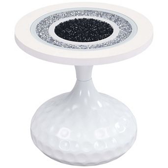 eHemco Round Coffee Table with Acrylic Diamond Inlay, 17.7" D
