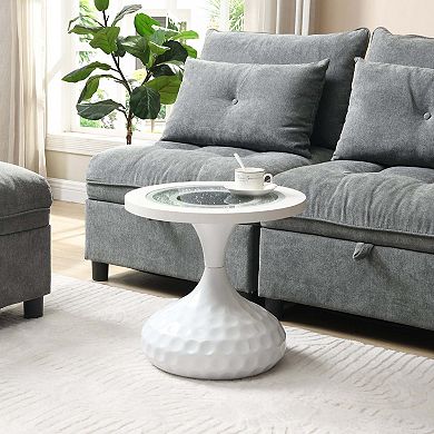 eHemco Round Coffee Table with Acrylic Diamond Inlay, 17.7" D