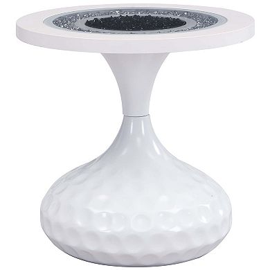 eHemco Round Coffee Table with Acrylic Diamond Inlay, 17.7" D