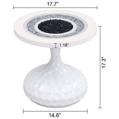 eHemco Round Coffee Table with Acrylic Diamond Inlay, 17.7" D