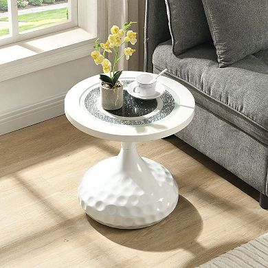 eHemco Round Coffee Table with Acrylic Diamond Inlay, 17.7" D