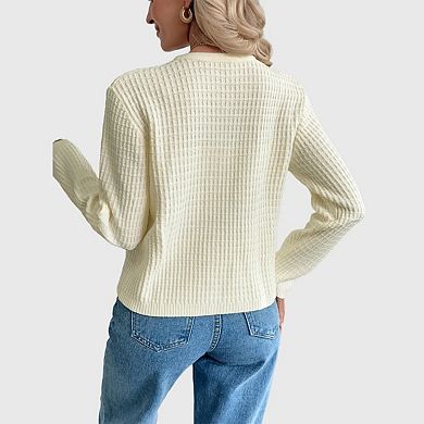 Women Knit Cardigan Sweaters Fall Casual Long Sleeve Open Front Button Down Trendy Jacket