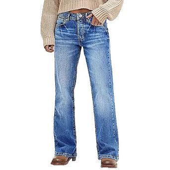 Women High Waist Straight Leg Jeans Light Wash Loose Wide Leg Vintage Denim Trousers
