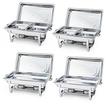 Chafing Dishes for Buffet 4 Pack, 8-qt Stainless Steel Chafers and Food Warmers Sets with 6 Food Pans