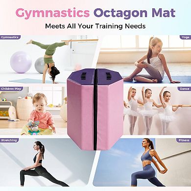 Detachable Octagon Gymnastics Tumbling Mat 17x17x23 in, Backbend Trainer with High-Density Foam