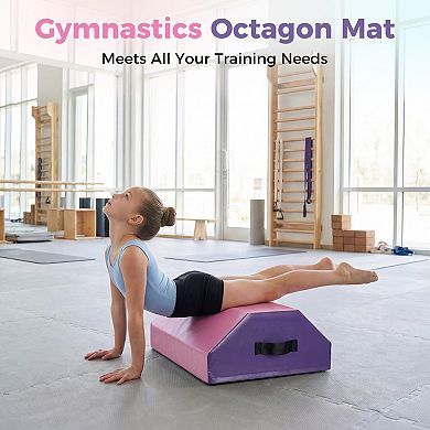 Detachable Octagon Gymnastics Tumbling Mat 17x17x23 in, Backbend Trainer with High-Density Foam