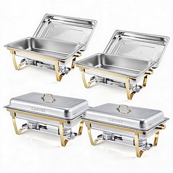 8-qt Chafing Dishes for Buffet Set of 4, Stainless Steel Food Warmers with Lids, Full Size Food Pan