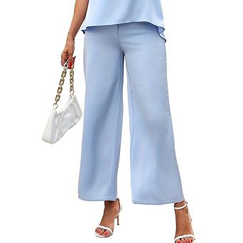 Women's Dressy High Waisted Flowy Wide Leg Palazzo Pants Work Casual Lounge Trousers