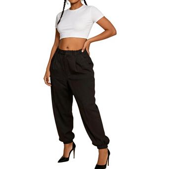 Women's High Waisted Baggy Oversized Tapered Parachute Jogger Pants Casual Streetwear Trousers