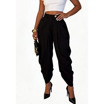 Women's High Waist Pleated Baggy Wide Leg Palazzo Pants Business Work Casual Trousers