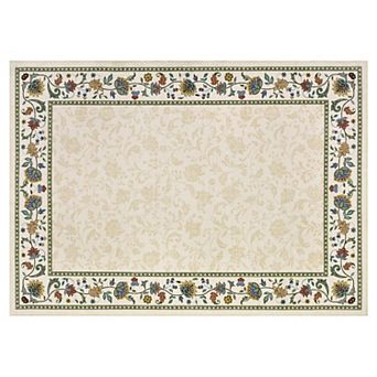 Vintage Floral Machine Washable Area Rug Non-Slip Low-Pile Carpet for Bedroom Living Room Porch