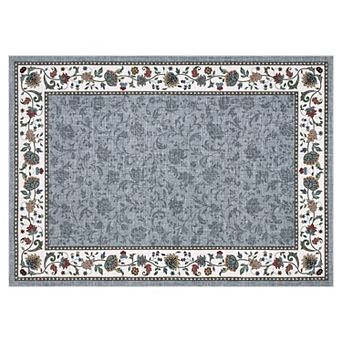 Vintage Floral Machine Washable Area Rug Non-Slip Low-Pile Carpet for Bedroom Living Room Porch