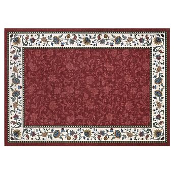 Vintage Floral Machine Washable Area Rug Non-Slip Low-Pile Carpet for Bedroom Living Room Porch