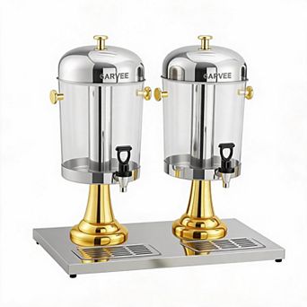 High Quality Stainless Steel Beverage Dispenser with Ice Core, Stand, Spigot & Drip Tray, 4.4 Gallon