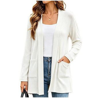 Women's Lightweight Soft Knit Cardigan Open Front Long Sleeve Casual Jackets with Pockets