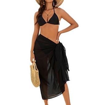 Women 3 pc Swimsuits Triangle Bikini Sets with Cover Up Halter String Tie Side Bathing Suits