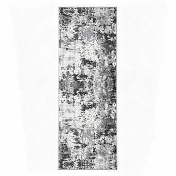 Abstract Distressed Machine Washable Area Rug Low-Pile Non-Slip Carpet for Bedroom Porch Kitchen