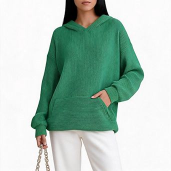 Womens Oversized Hoodies Casual Long Sleeve Twisted Stripe Pullover Sweatshirts with Pocket